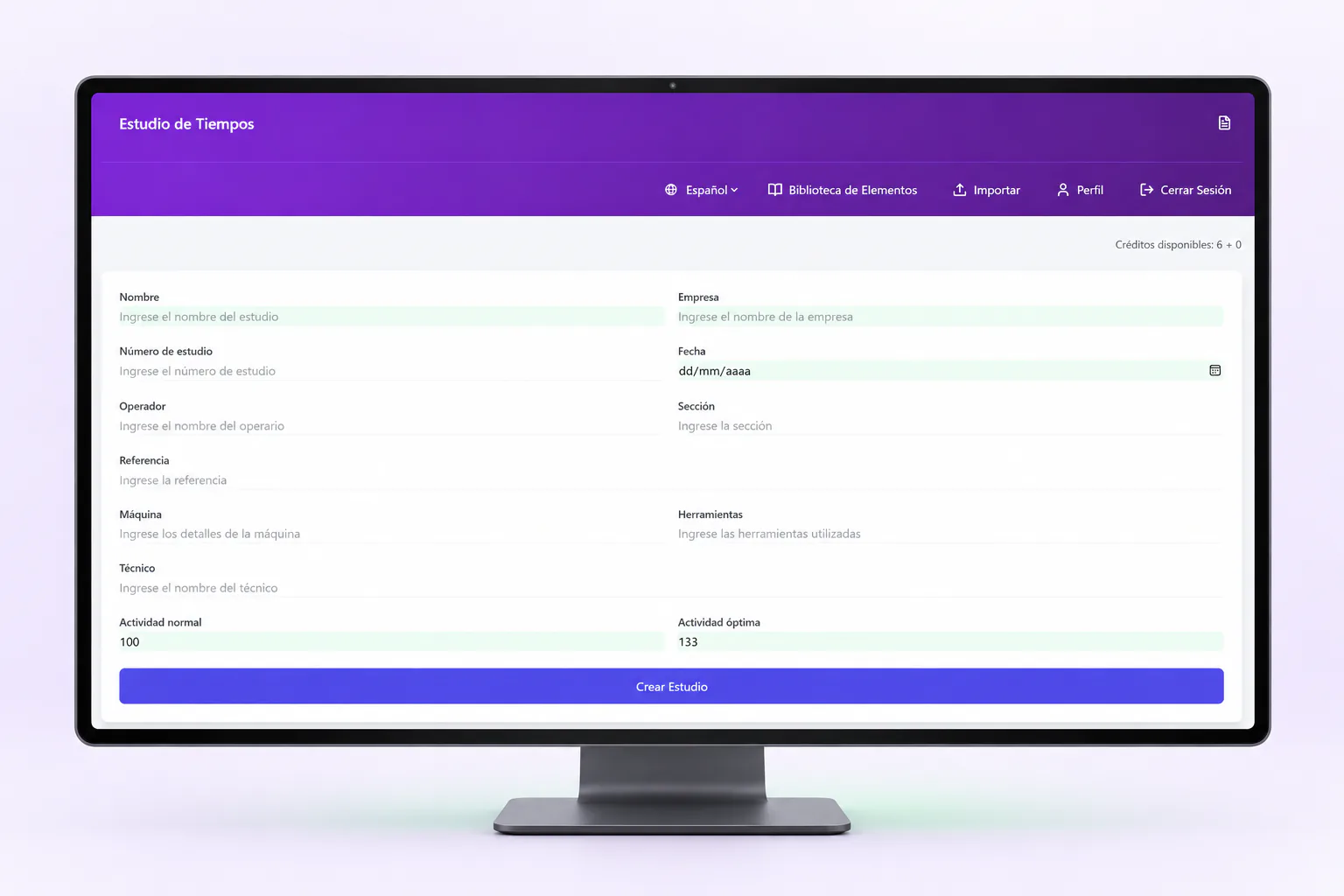 Genera un nuevo estudio de trabajo