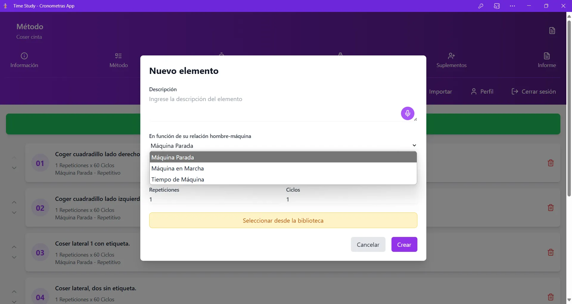 Clasificación de elementos en un estudio de métodos y tiempos según su relación con la maquinaria