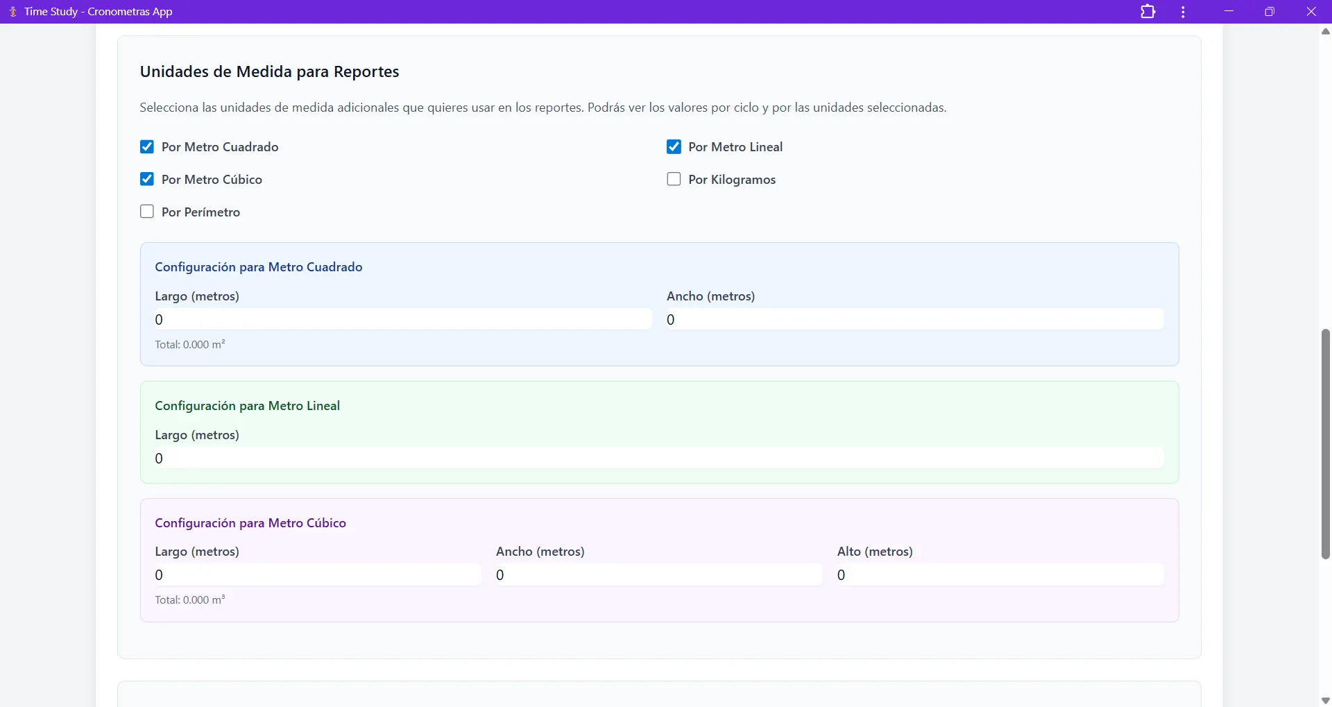 Unidades personalizadas para reportes en CRONOMETRAS