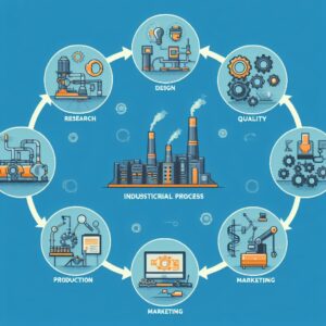 fases de un proceso industrial: Investigación + Diseño + Producción + Control de calidad + Comercialización