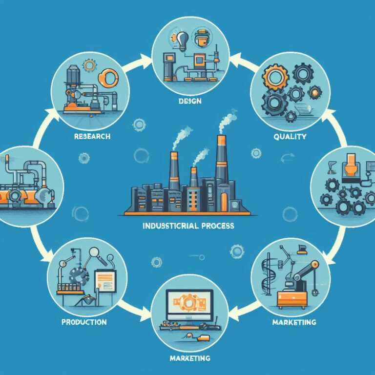 fases de un proceso industrial: Investigación + Diseño + Producción + Control de calidad + Comercialización